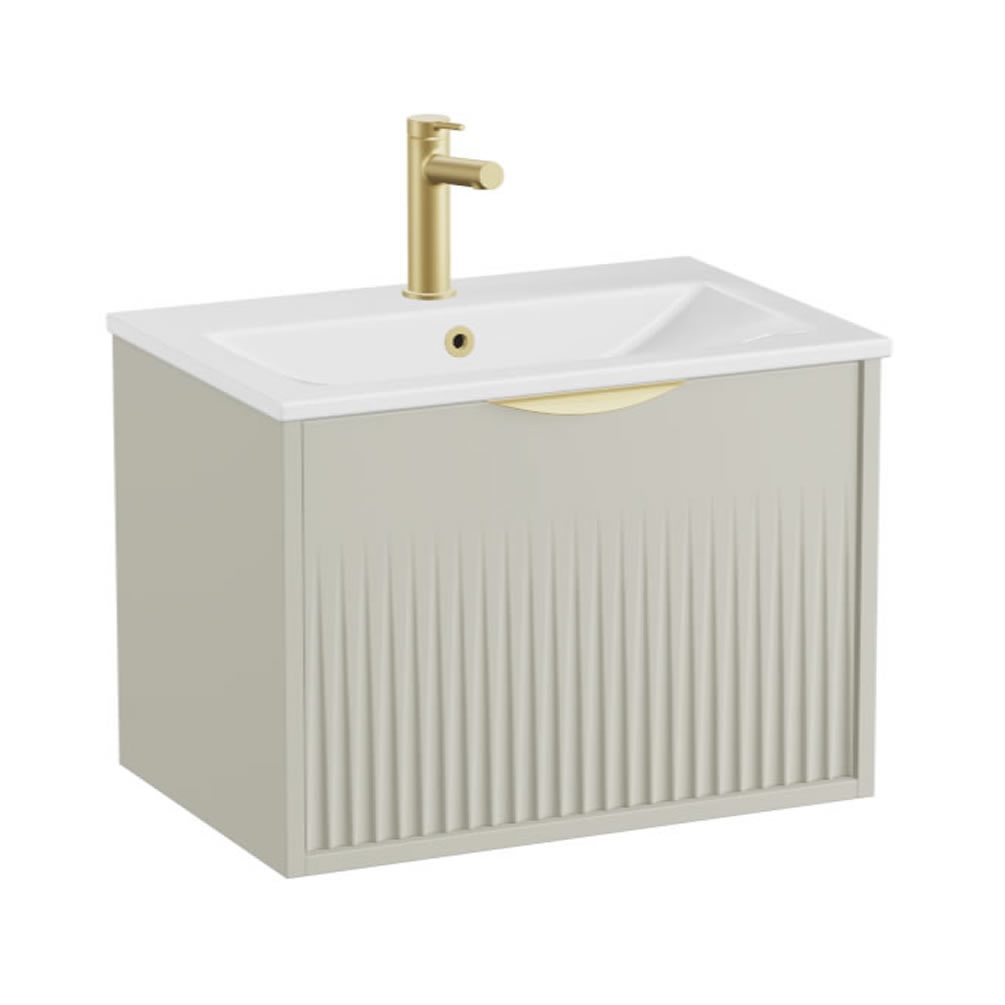 Vado Safari Fluted 600mm Cashmere Wall Hung Vanity Unit & Ceramic Basin